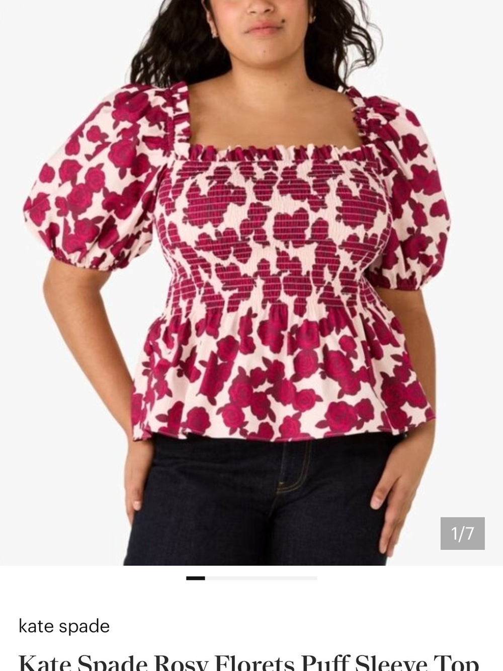 kate spade Dress with Fuchsia Rose Print And Matching Top L - Picture 3 of 4